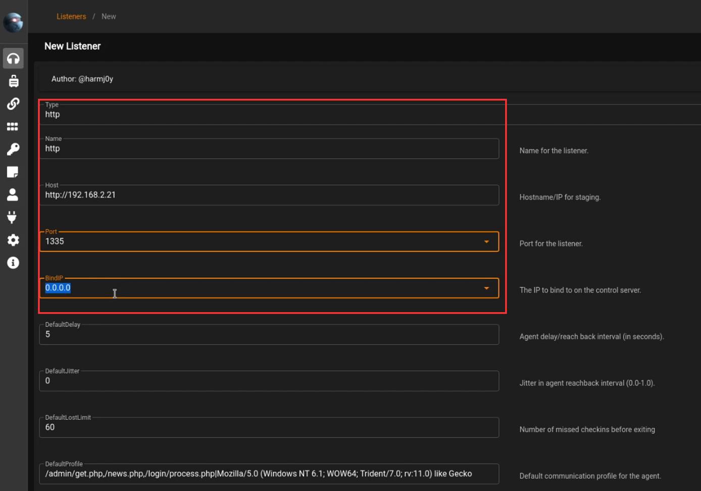 Starkiller UI - new listener form Starkiller UI - new listener form